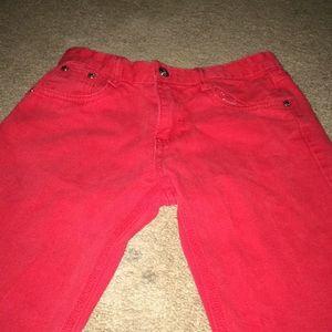 Red skinny jeans